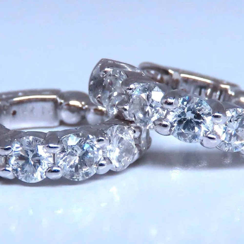 1.63ct Natural Round Diamond hoop earrings 14kt 16mm button & share prong+